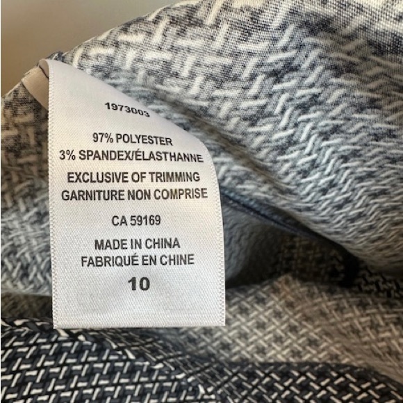 MARIO SERRANI Italy Dress Geometric Grey Black White Round Neck S/L Zip Sz 10 - Picture 9 of 12